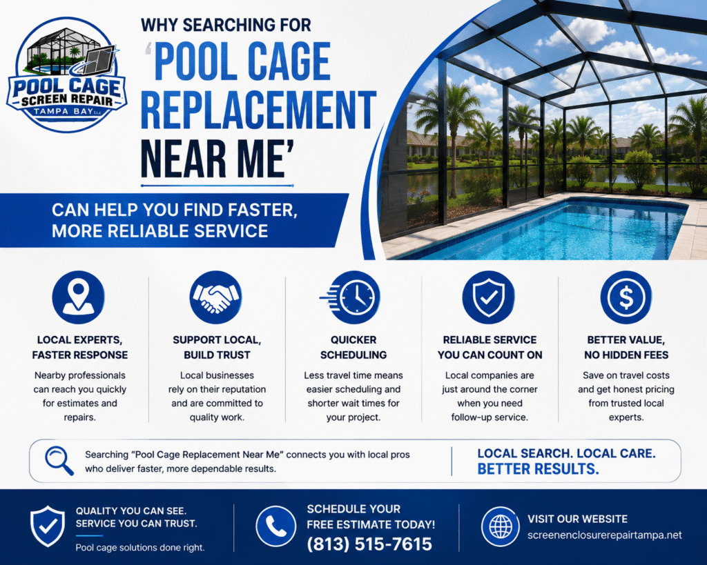 Why Searching for 'Pool Cage Replacement Near Me' Can Help You Find Faster, More Reliable Service